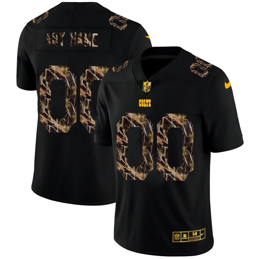 2020 Indianapolis Colts Custom Men Black Nike Flocked Lightning Vapor Limited NFL Jersey->customized nfl jersey->Custom Jersey